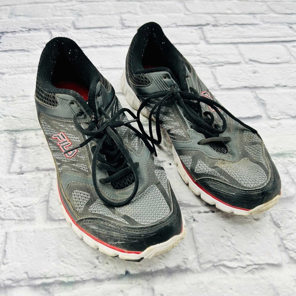 Fila Mens Running Shoes Grey Black Red Memory Foam Coolmax Athletic Sneakers 11